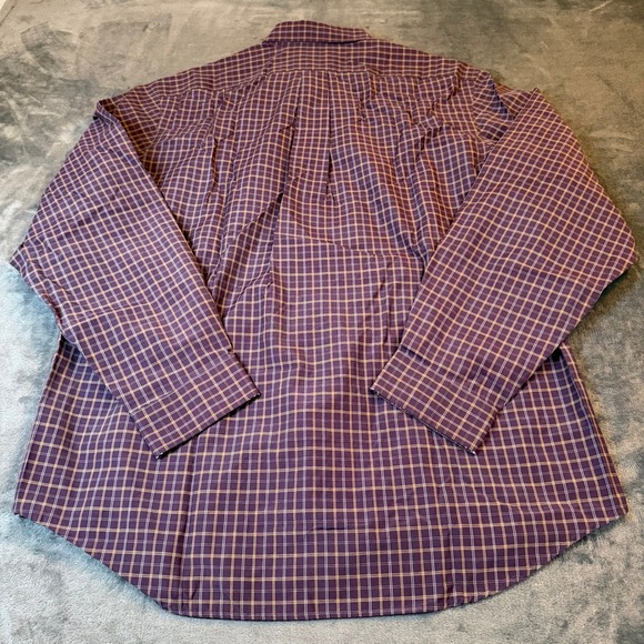 Eddie Bauer Mens Large Purple Plaid Relaxed Fit Long Sleeve Button Down Shirt - Picture 4 of 11